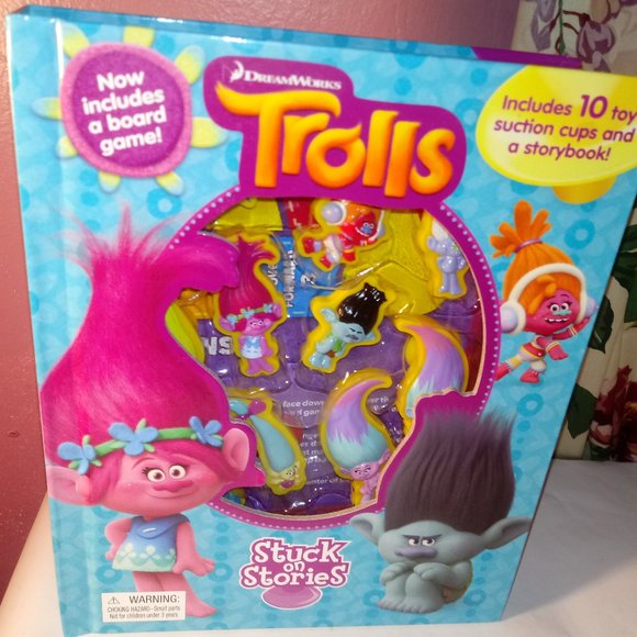TROLLS ACTIVITY STORIES COLORFUL BOOK WITH 10 TOYS AND STORYBOOK - Picture 1 of 13